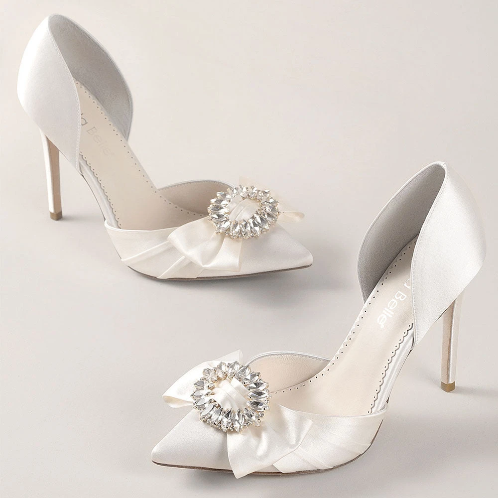 MORGAN Wedding Ribbon And Crystal Ivory D’orsay Pump 2 MORGAN Wedding Ribbon And Crystal Ivory D’orsay Pump