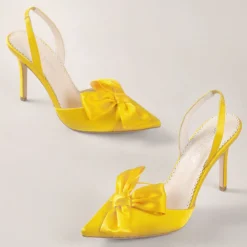 REESE YELLOW Wedding Yellow Pointed Toe Heels With Bow