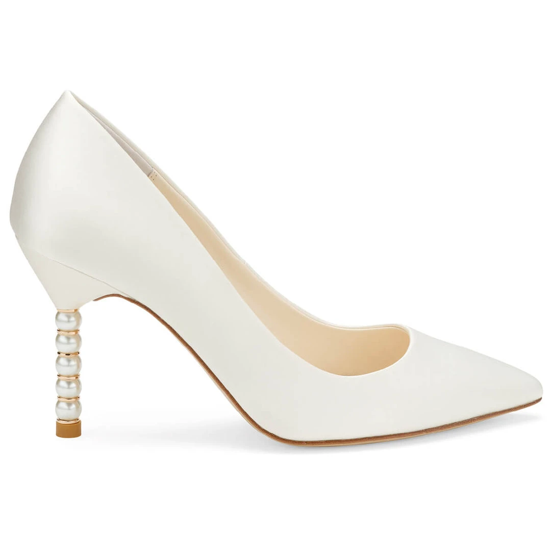 AUDREY IVORY Ivory Pumps With Pearl & Gold Ring Heels Wedding 3 AUDREY IVORY Ivory Pumps With Pearl & Gold Ring Heels Wedding