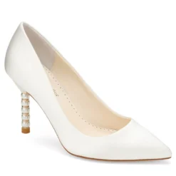 AUDREY IVORY Ivory Pumps With Pearl & Gold Ring Heels Wedding 11 AUDREY IVORY Ivory Pumps With Pearl & Gold Ring Heels Wedding