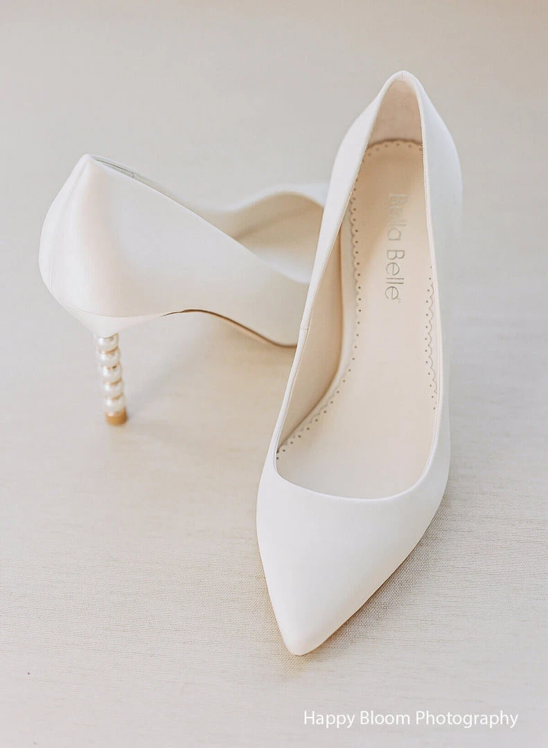 AUDREY IVORY Ivory Pumps With Pearl & Gold Ring Heels Wedding 2 AUDREY IVORY Ivory Pumps With Pearl & Gold Ring Heels Wedding