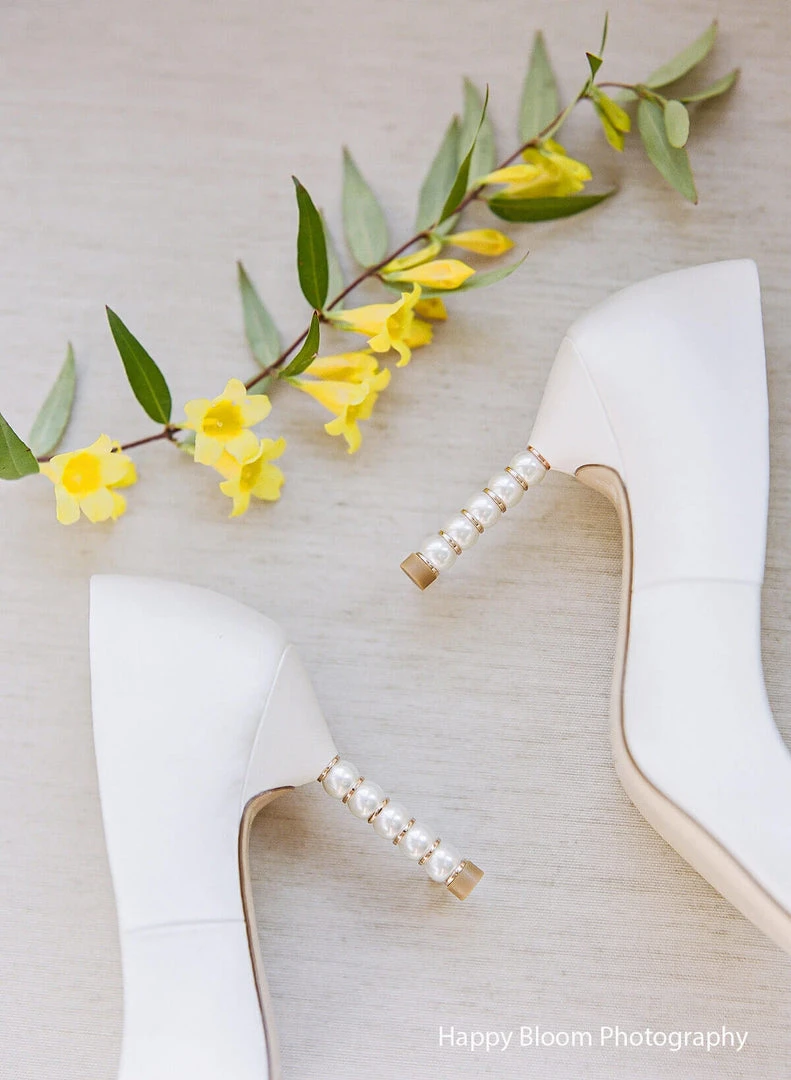 AUDREY IVORY Ivory Pumps With Pearl & Gold Ring Heels Wedding 6 AUDREY IVORY Ivory Pumps With Pearl & Gold Ring Heels Wedding
