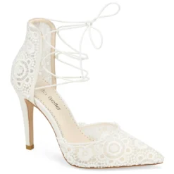 CAMERON Lace Up Wedding Heels In Ivory 9 CAMERON Lace Up Wedding Heels In Ivory