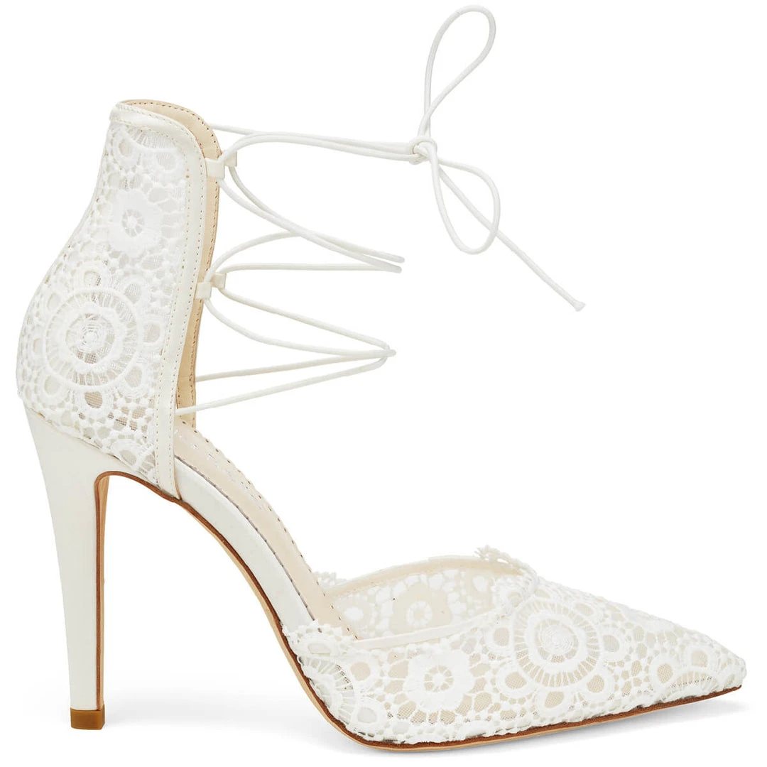 CAMERON Lace Up Wedding Heels In Ivory 3 CAMERON Lace Up Wedding Heels In Ivory