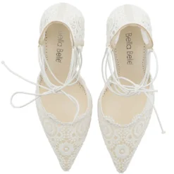 CAMERON Lace Up Wedding Heels In Ivory 10 CAMERON Lace Up Wedding Heels In Ivory