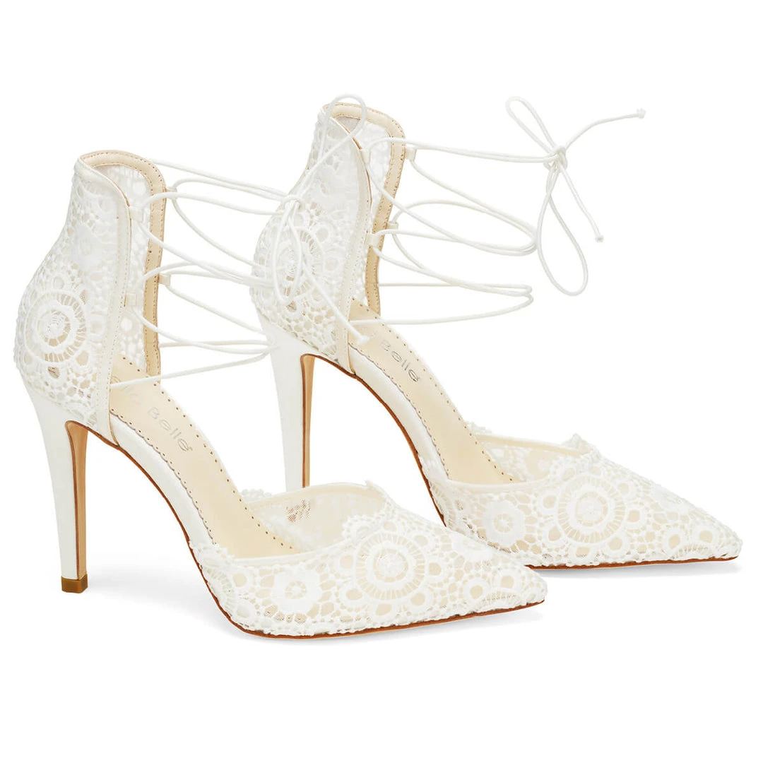 CAMERON Lace Up Wedding Heels In Ivory 1 CAMERON Lace Up Wedding Heels In Ivory