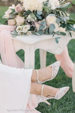 CANDICE IVORY D'Orsay Ivory Vintage Lace Wedding Shoes