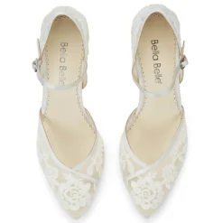 CHELSEA IVORY Lace Ivory Block Heel Wedding Shoes 8 CHELSEA IVORY Lace Ivory Block Heel Wedding Shoes