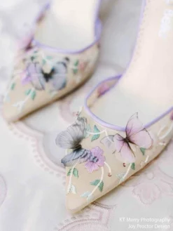 EVE Lavender Butterfly Heels, Garden Party Shoes Wedding