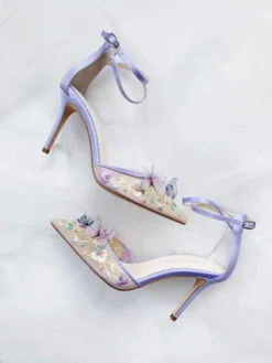 EVE Lavender Butterfly Heels, Garden Party Shoes Wedding