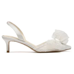 FELICITY Lace Bow Slingback Kitten Heel Wedding
