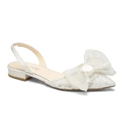 FIORELLA Flat Lace Slingback Shoes With Bow