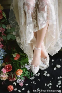 Blush Evening Shoes, Floral Wedding Shoes By Claire Pettibone