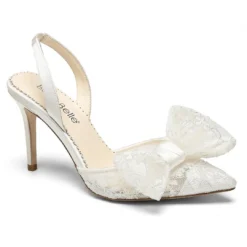 FRANCESCA Lace Slingback Wedding Shoes With Bow