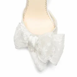 FRANCESCA Lace Slingback Wedding Shoes With Bow