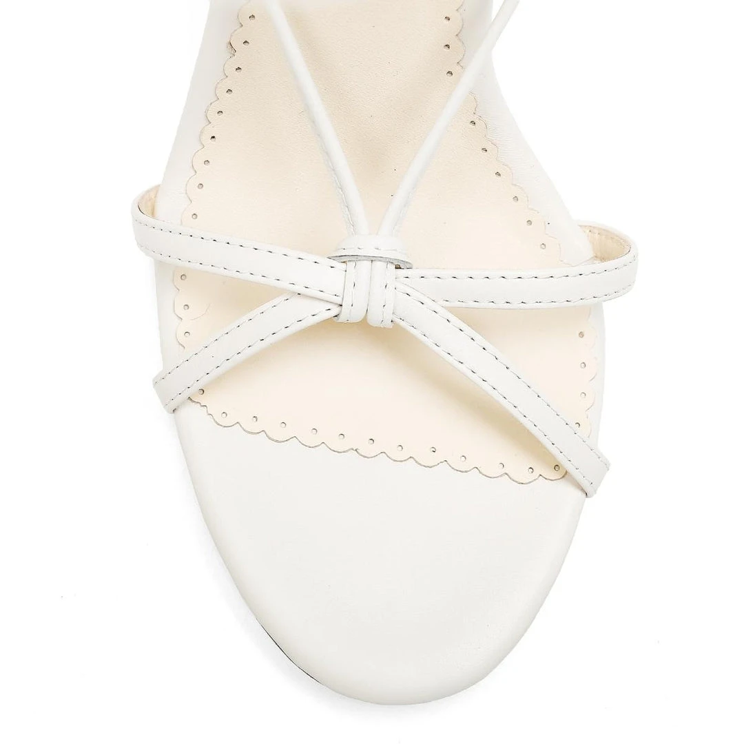 GIADA White Tie Up Pearl Heel Shoes Wedding 5 GIADA White Tie Up Pearl Heel Shoes Wedding