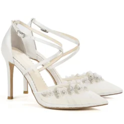 HELEN Pleated Tulle Flower Wedding Shoes