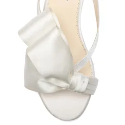 IMANI Wedding Ivory Bow Low Block Mules Sandals