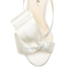 IZZY Ivory Tall Block Heel Mules With Bow Wedding