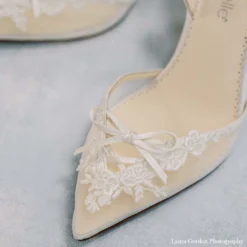 JULIETTE Wedding Lace Kitten Heel Slingback Pumps
