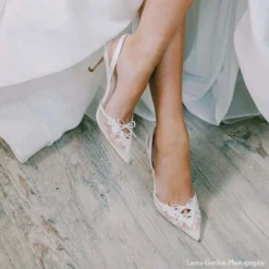 JULIETTE Wedding Lace Kitten Heel Slingback Pumps