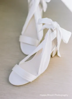 KELLY Open Toe White Ribbon Heels For Weddings