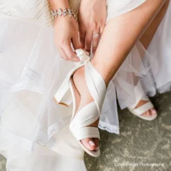 KELLY Open Toe White Ribbon Heels For Weddings