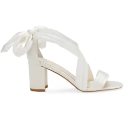 KELLY Open Toe White Ribbon Heels For Weddings