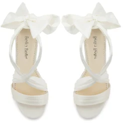 KELLY Open Toe White Ribbon Heels For Weddings