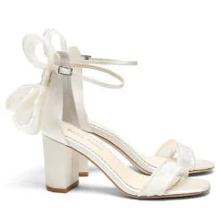 LAURIE Lace Bow Block Heel Wedding
