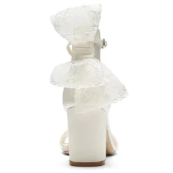 LAURIE Lace Bow Block Heel Wedding