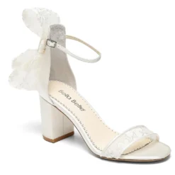 LAURIE Lace Bow Block Heel Wedding