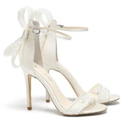 LEILA Lace Bow Wedding Shoes With Stiletto Heel