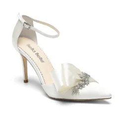 MARLENE Ivory Wedding Crystal Flower Shoe With Bow