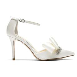 MARLENE Ivory Wedding Crystal Flower Shoe With Bow