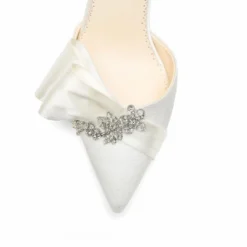 MARLENE Ivory Wedding Crystal Flower Shoe With Bow