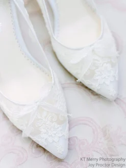 MONICA Floral Lace Low Heel Shoes Wedding