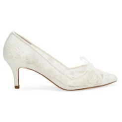 MONICA Floral Lace Low Heel Shoes Wedding