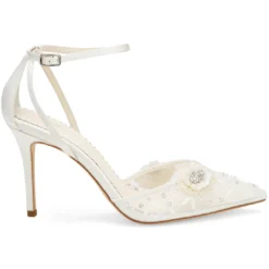 NORAH IVORY Ivory Flower Shoes With Sequined Petals Wedding