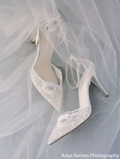NORAH IVORY Ivory Flower Shoes With Sequined Petals Wedding