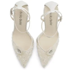 NORAH IVORY Ivory Flower Shoes With Sequined Petals Wedding
