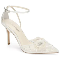 NORAH IVORY Ivory Flower Shoes With Sequined Petals Wedding
