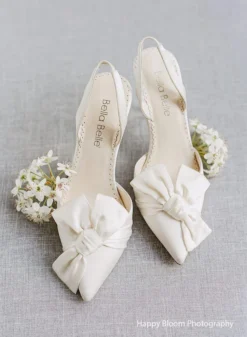 REESE Wedding Pointed Toe Heels With Bow For Brides