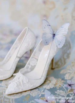 SOPHIA White Flower Wedding Shoes Lace Heels