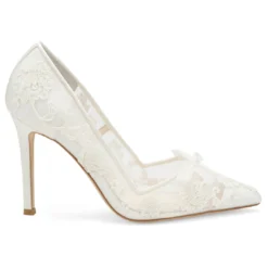 SOPHIA White Flower Wedding Shoes Lace Heels