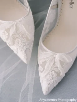 SOPHIA White Flower Wedding Shoes Lace Heels
