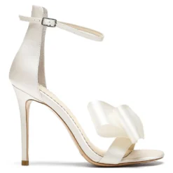 ZOEY Asymmetrical Open Toe Bow Wedding Heels