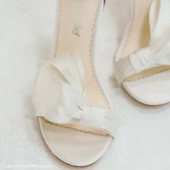 ZOEY Asymmetrical Open Toe Bow Wedding Heels