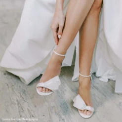 ZOEY Asymmetrical Open Toe Bow Wedding Heels