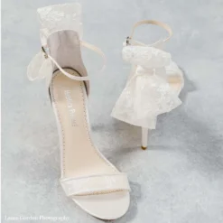 LEILA Lace Bow Wedding Shoes With Stiletto Heel